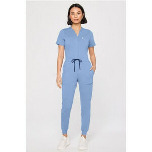 NWT Fabletics Empower Stretchtech Scrub Jumpsuit Womens XS Elemental Blue